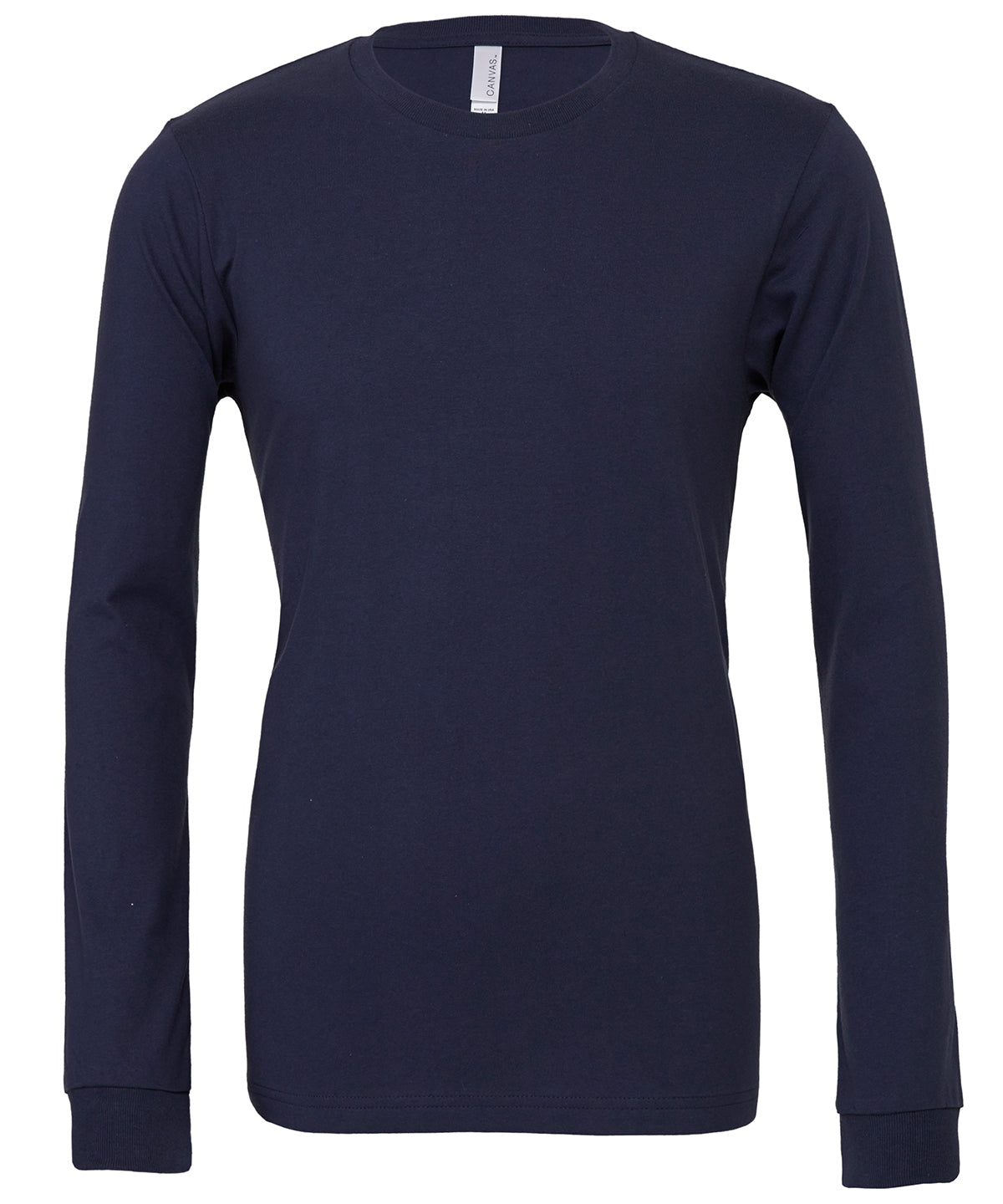 Tryck din logga på T-shirts från Bella Canvas - Anpassa Unisex Long Sleeve Jersey T-Shirt i färgen Marinblå för företag, föreningar och privatpersoner