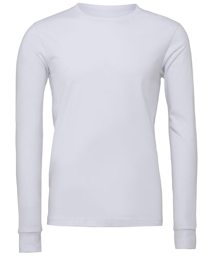 Tryck din logga på T-shirts från Bella Canvas - Anpassa Unisex Long Sleeve Jersey T-Shirt i färgen Vit för företag, föreningar och privatpersoner