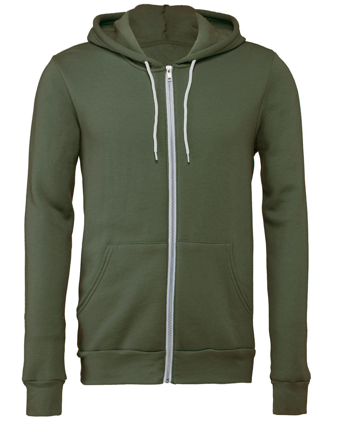 Tryck din logga på Hoodies från Bella Canvas - Anpassa Bella Canvas - Polycotton Fleece Zip Unisex Hoodie i färgen Mörkgrön för företag, föreningar och privatpersoner