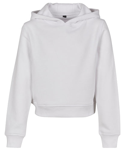 Tryck din logga på Hoodies från Build Your Brand - Anpassa Build Your Brand - Cropped Sweatshirt Hoodie för Flickor i färgen Vit för företag, föreningar och privatpersoner