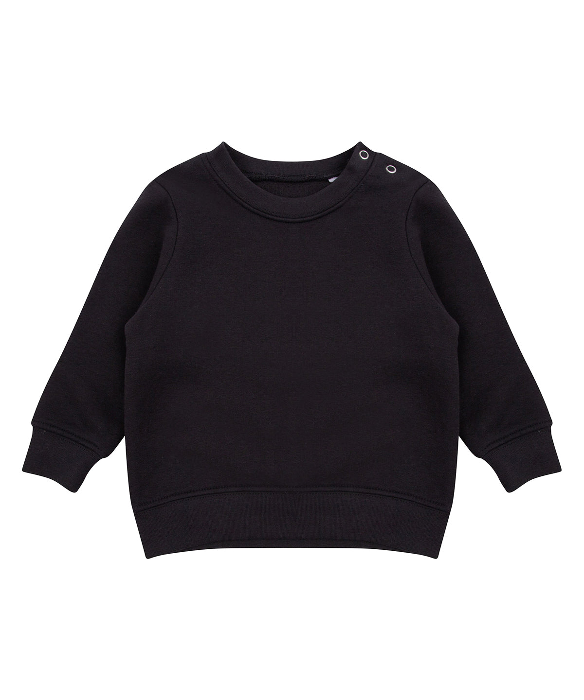 Tryck din logga på Sweatshirts från Larkwood - Anpassa Sweatshirt med rund hals och tryckknappar på axlarna i färgen Svart för företag, föreningar och privatpersoner
