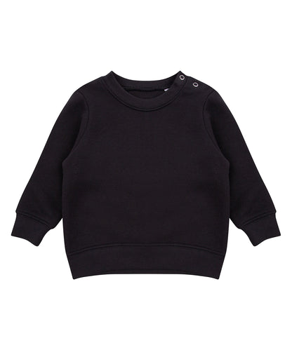 Tryck din logga på Sweatshirts från Larkwood - Anpassa Sweatshirt med rund hals och tryckknappar på axlarna i färgen Svart för företag, föreningar och privatpersoner