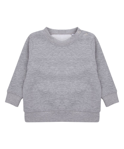 Tryck din logga på Sweatshirts från Larkwood - Anpassa Sweatshirt med rund hals och tryckknappar på axlarna i färgen Ljunggrå för företag, föreningar och privatpersoner