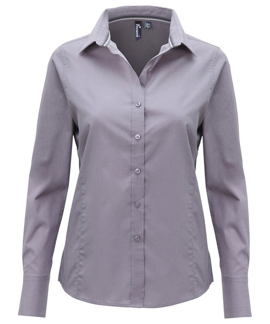 Tryck din logga på Skjortor från Premier - Anpassa Långärmad figursydd "Friday bar shirt" för damer i färgen för företag, föreningar och privatpersoner