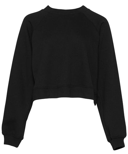 Tryck din logga på Sweatshirts från Bella Canvas - Anpassa Bella Canvas - Fleece Raglan Pullover för damer i färgen Svart för företag, föreningar och privatpersoner
