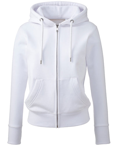 Tryck din logga på Hoodies från Anthem - Anpassa Anthem - Studio Zip Hoodie för Dam i färgen Vit för företag, föreningar och privatpersoner