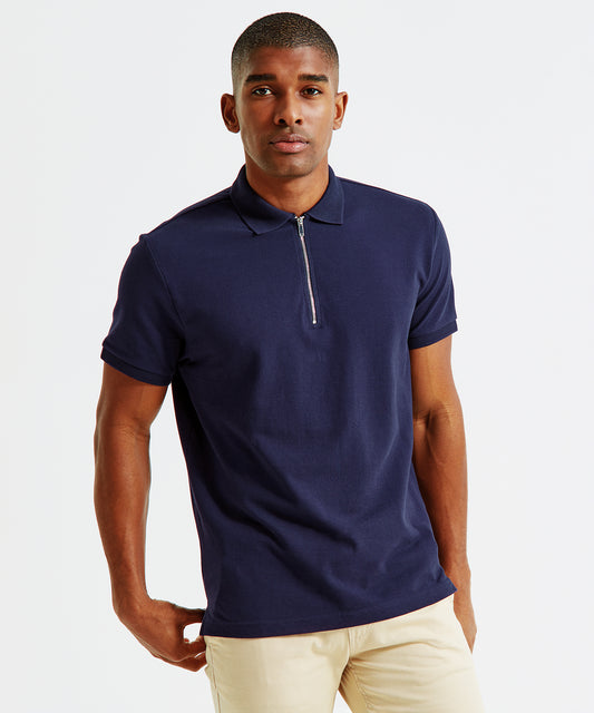 Tryck din logga på Piké från Asquith & Fox - Anpassa Polo with Zip & Jacquard Collar i färgen för företag, föreningar och privatpersoner