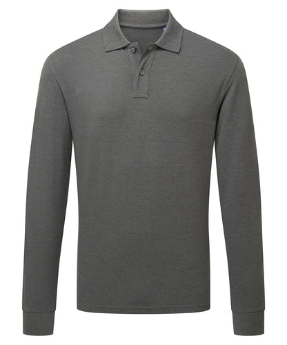 Tryck din logga på Piké från Asquith & Fox - Anpassa Classic Long Sleeve Polo i färgen Mörkgrå för företag, föreningar och privatpersoner