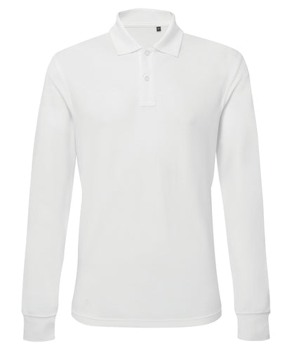 Tryck din logga på Piké från Asquith & Fox - Anpassa Classic Long Sleeve Polo i färgen Vit för företag, föreningar och privatpersoner