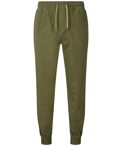 Tryck din logga på Mjukisbyxor från Asquith & Fox - Anpassa Twill-jogger i färgen Oliv för företag, föreningar och privatpersoner