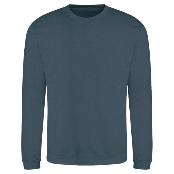 Tryck din logga på Sweatshirts design från AWDis Just Hoods - Anpassa AWDis Sweatshirt JH030 – Klassisk och Bekväm Tröja i Många Färger i färgen Airforce Blue för företag, föreningar och privatpersoner