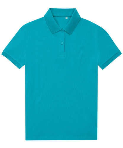Tryck din logga på Piké från B&C Collection - Anpassa B&C My Eco Polo 65/35 - Dam i färgen Turkos för företag, föreningar och privatpersoner