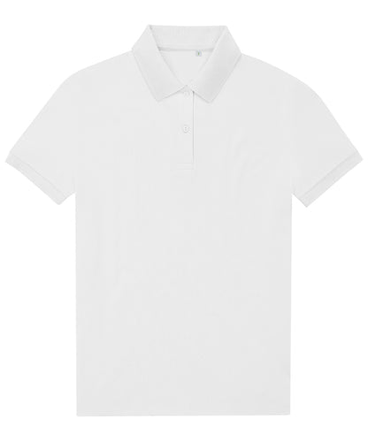 Tryck din logga på Piké från B&C Collection - Anpassa B&C My Eco Polo 65/35 - Dam i färgen Vit för företag, föreningar och privatpersoner