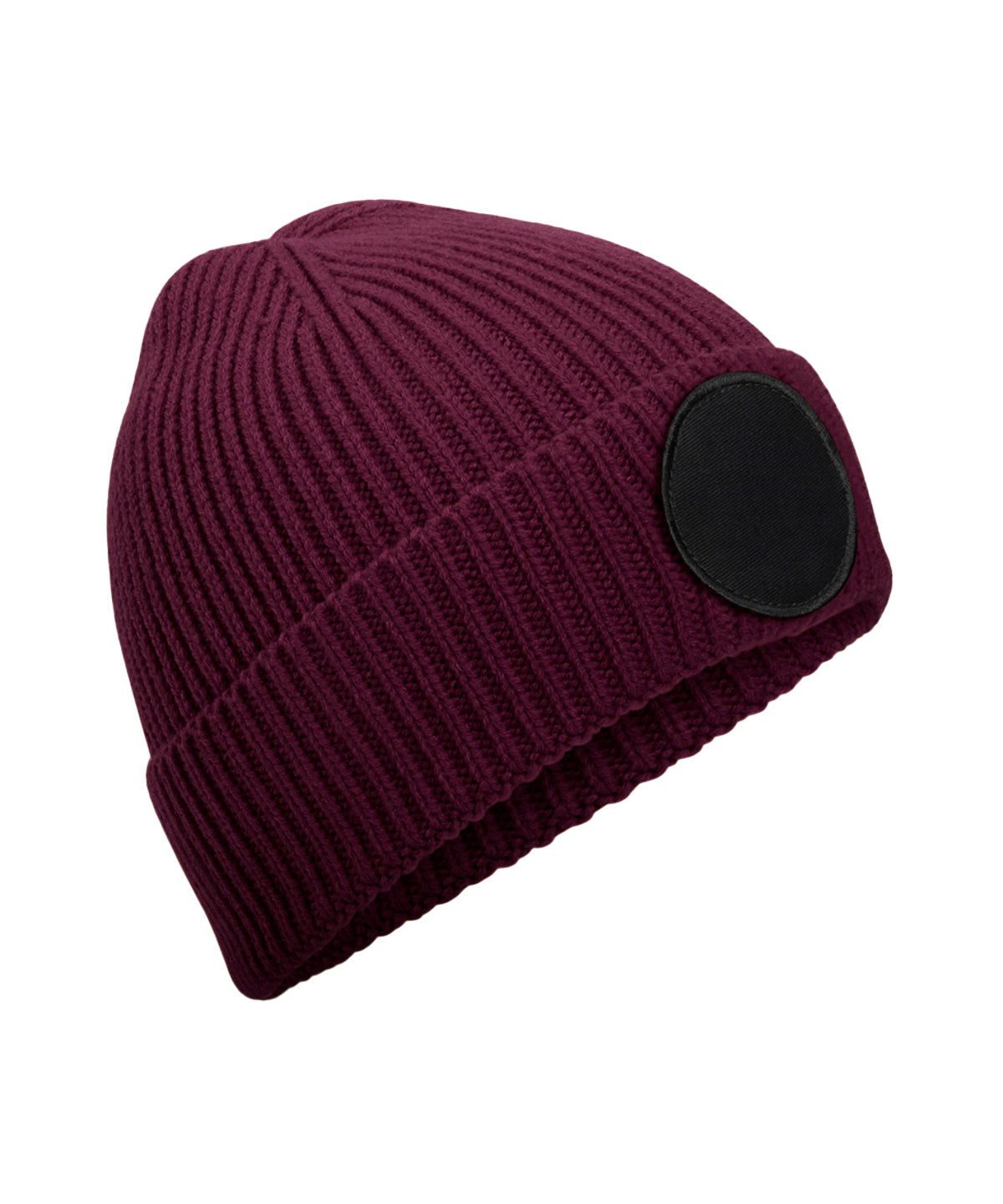 Tryck din logga på Mössor från Beechfield - Anpassa Cirkulär mode patch mössa i färgen Burgundy One Size för företag, föreningar och privatpersoner
