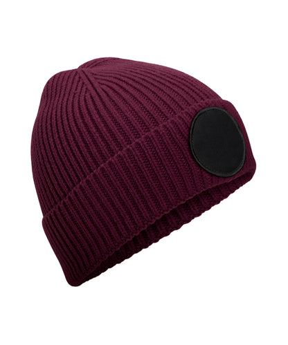 Tryck din logga på Mössor från Beechfield - Anpassa Cirkulär mode patch mössa i färgen Burgundy One Size för företag, föreningar och privatpersoner