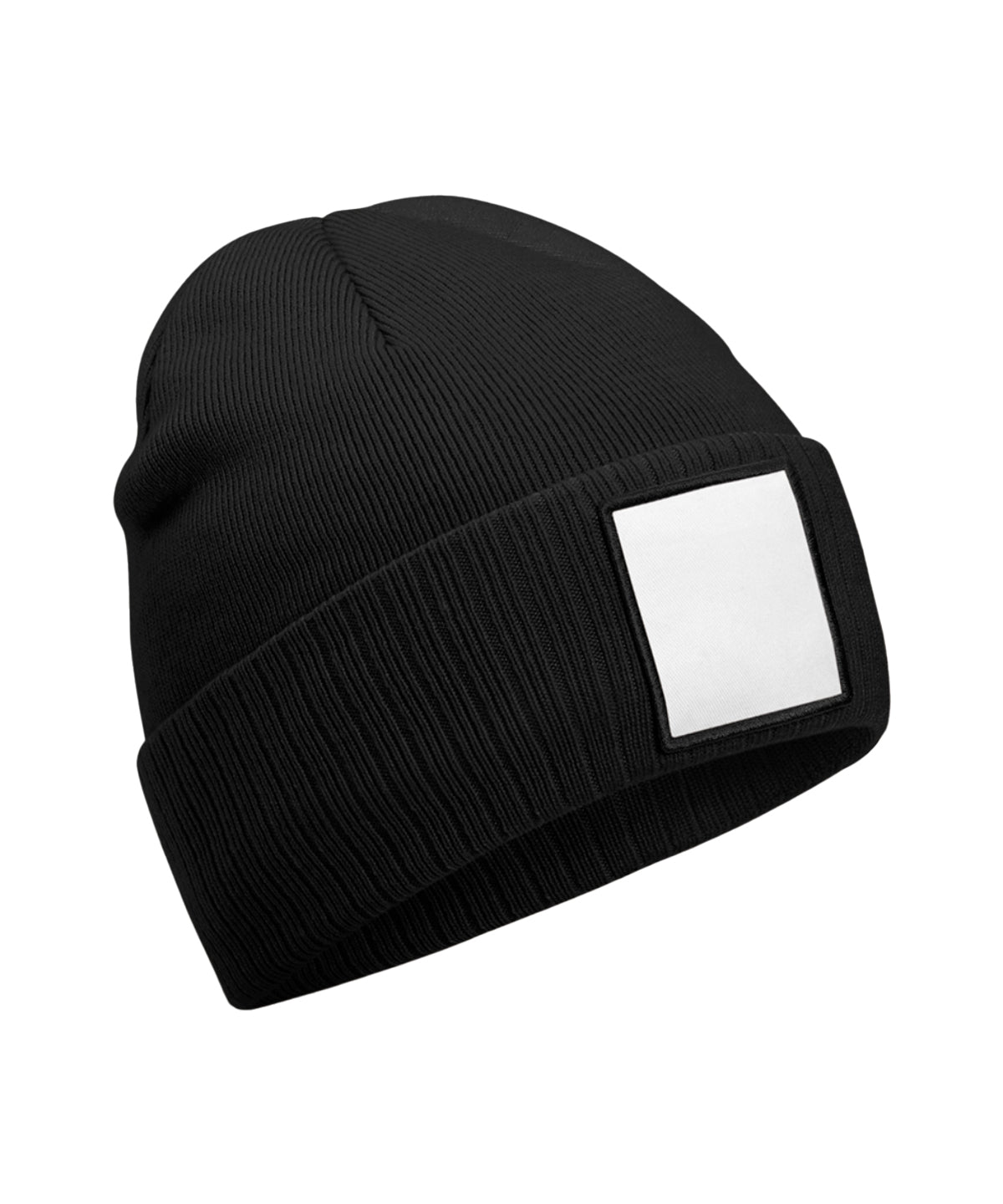 Tryck din logga på Mössor från Beechfield - Anpassa Beanie med applikations-patch i färgen Svart One Size för företag, föreningar och privatpersoner