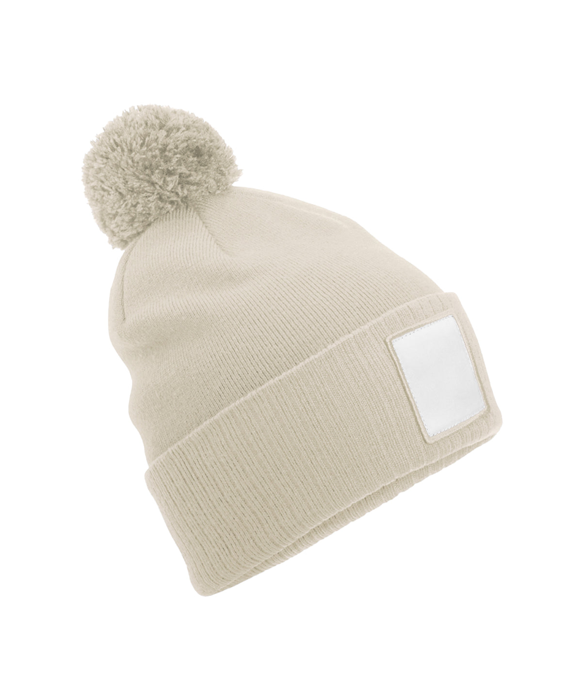 Tryck din logga på Mössor från Beechfield - Anpassa Applikations patch pom beanie i färgen Off Vit One Size för företag, föreningar och privatpersoner
