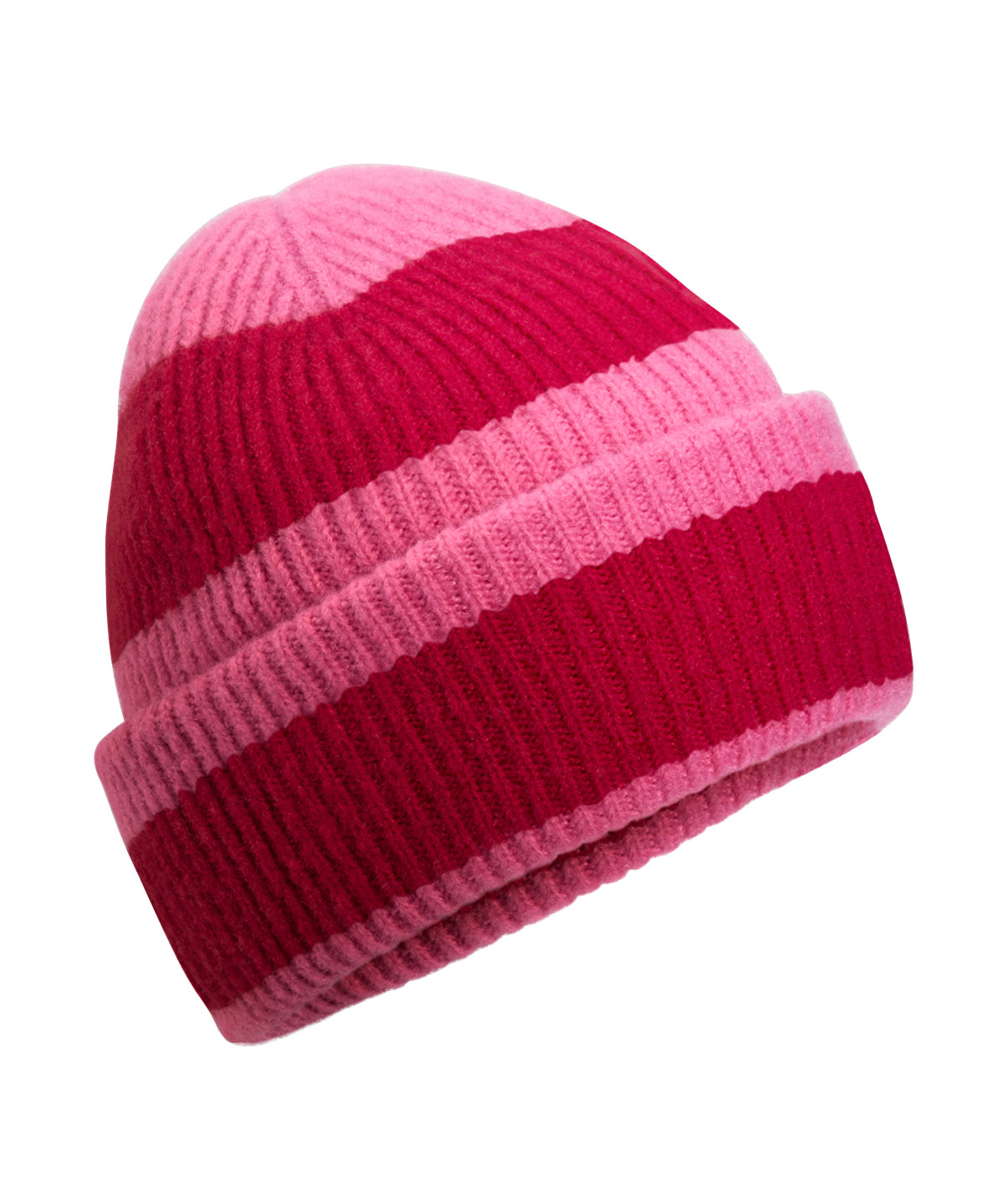 Tryck din logga på Mössor från Beechfield - Anpassa Beanie med färgblock i färgen Mellanrosa One Size för företag, föreningar och privatpersoner