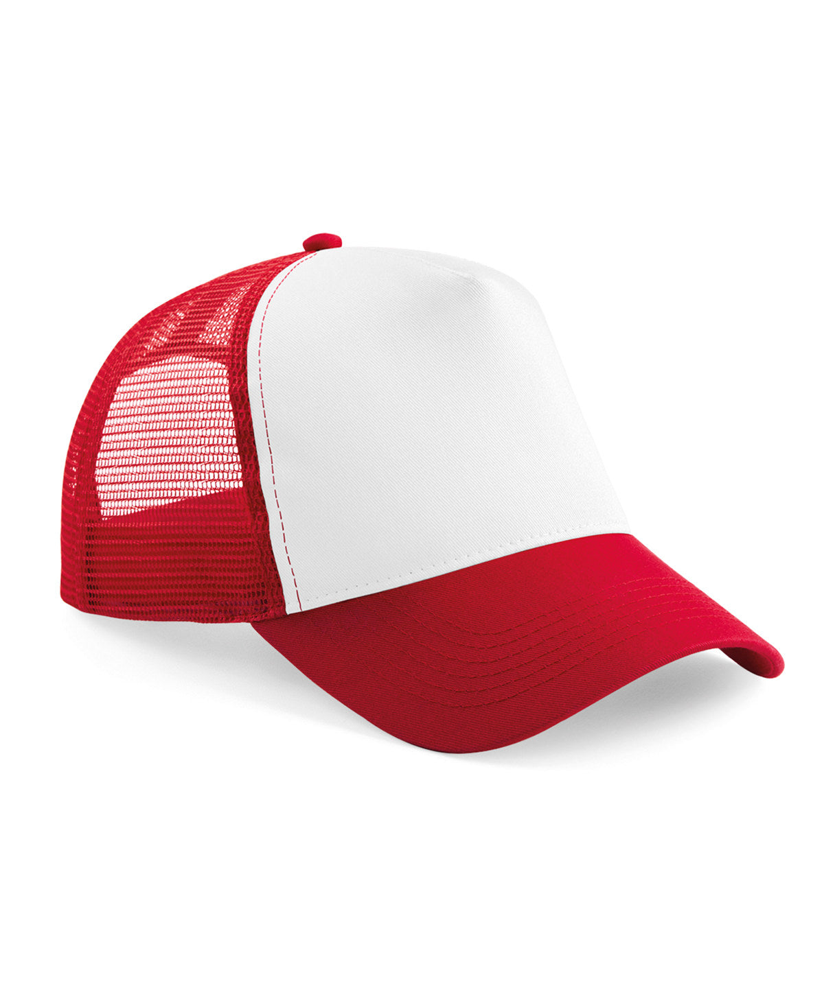 Tryck din logga på Kepsar från Beechfield - Anpassa Junior snapback trucker i färgen Mellan röd One Size för företag, föreningar och privatpersoner