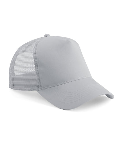 Tryck din logga på Kepsar från Beechfield - Anpassa Junior snapback trucker i färgen Ljusgrå One Size för företag, föreningar och privatpersoner