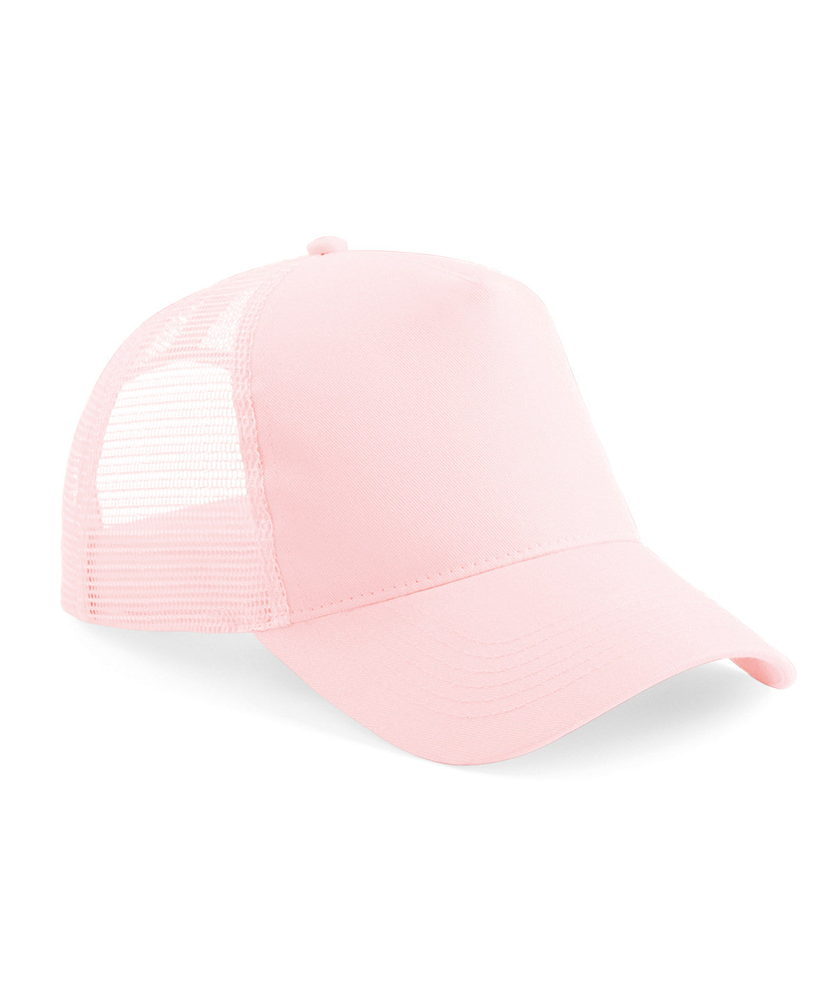 Tryck din logga på Kepsar från Beechfield - Anpassa Junior snapback trucker i färgen Ljusrosa One Size för företag, föreningar och privatpersoner