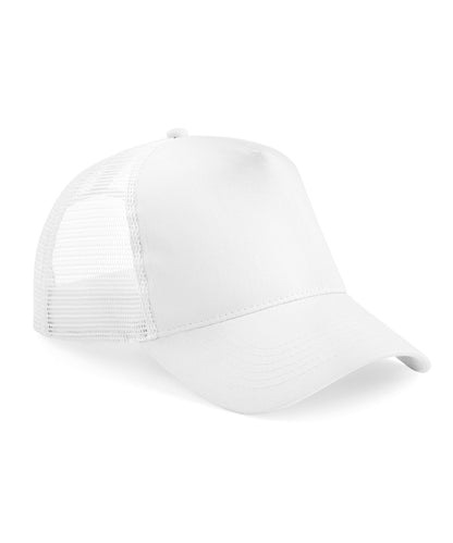 Tryck din logga på Kepsar från Beechfield - Anpassa Junior snapback trucker i färgen Vit One Size för företag, föreningar och privatpersoner