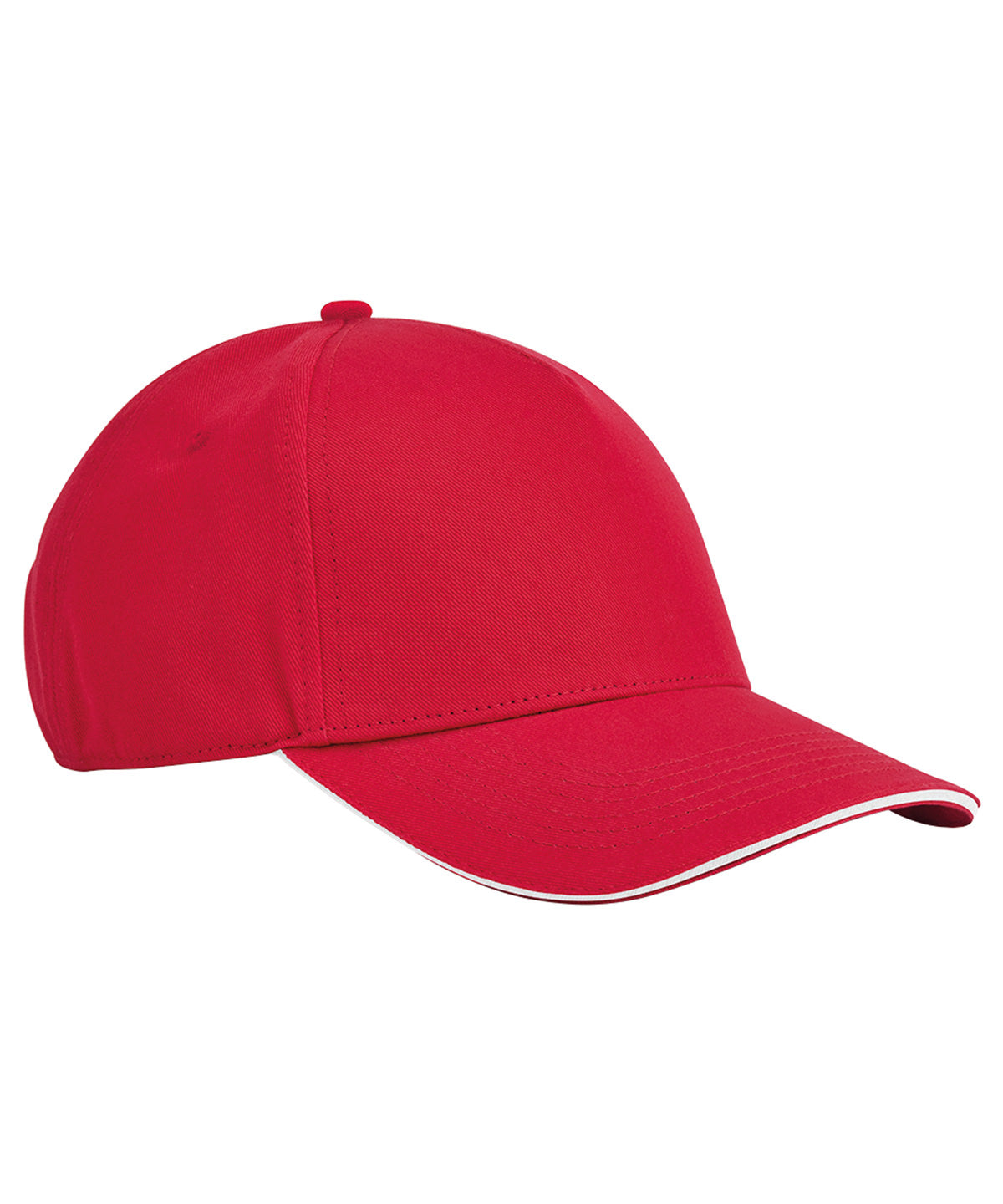 Tryck din logga på Kepsar från Beechfield - Anpassa EarthAware klassisk 5-panel keps i ekologisk bomull med sandwichskärm i färgen Mellan röd One Size för företag, föreningar och privatpersoner