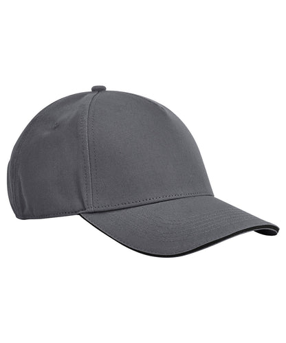 Tryck din logga på Kepsar från Beechfield - Anpassa EarthAware klassisk 5-panel keps i ekologisk bomull med sandwichskärm i färgen Mellangrå One Size för företag, föreningar och privatpersoner