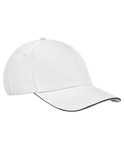 Tryck din logga på Kepsar från Beechfield - Anpassa EarthAware klassisk 5-panel keps i ekologisk bomull med sandwichskärm i färgen Vit One Size för företag, föreningar och privatpersoner
