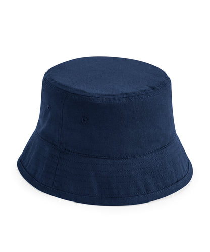 Tryck din logga på Hattar från Beechfield - Anpassa Junior bucket hat i ekologisk bomull i färgen Marinblå för företag, föreningar och privatpersoner