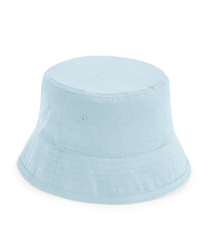 Tryck din logga på Hattar från Beechfield - Anpassa Junior bucket hat i ekologisk bomull i färgen Ljusblå för företag, föreningar och privatpersoner