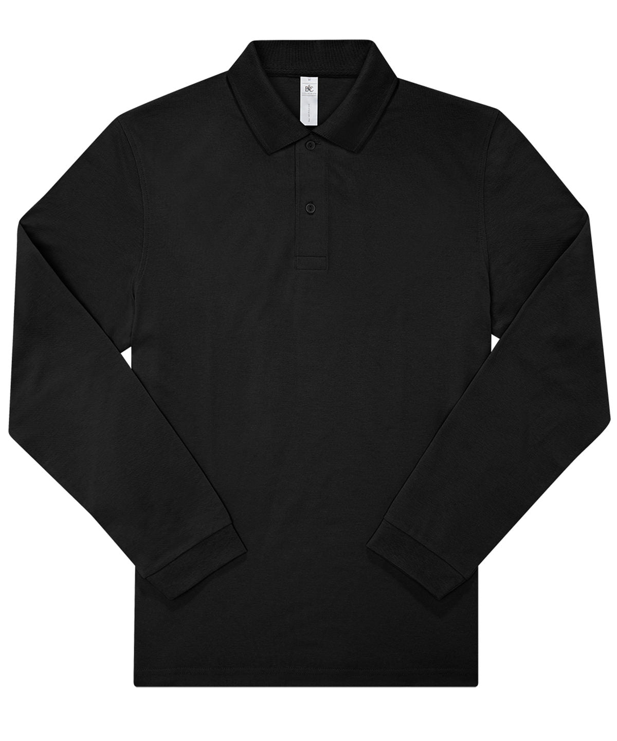 Tryck din logga på Piké från B&C Collection - Anpassa B&C My Polo 210 LSL /Long Sleeve i färgen Svart för företag, föreningar och privatpersoner