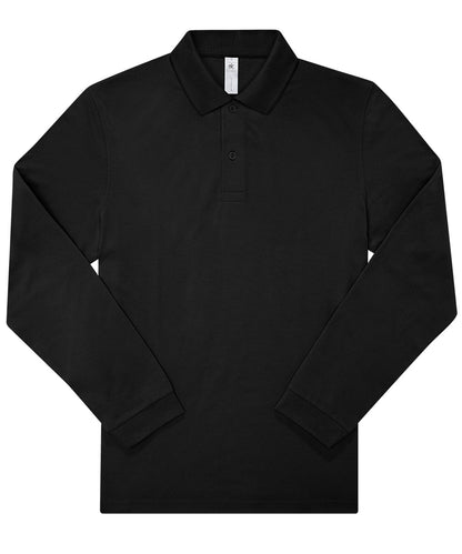Tryck din logga på Piké från B&C Collection - Anpassa B&C My Polo 210 LSL /Long Sleeve i färgen Svart för företag, föreningar och privatpersoner