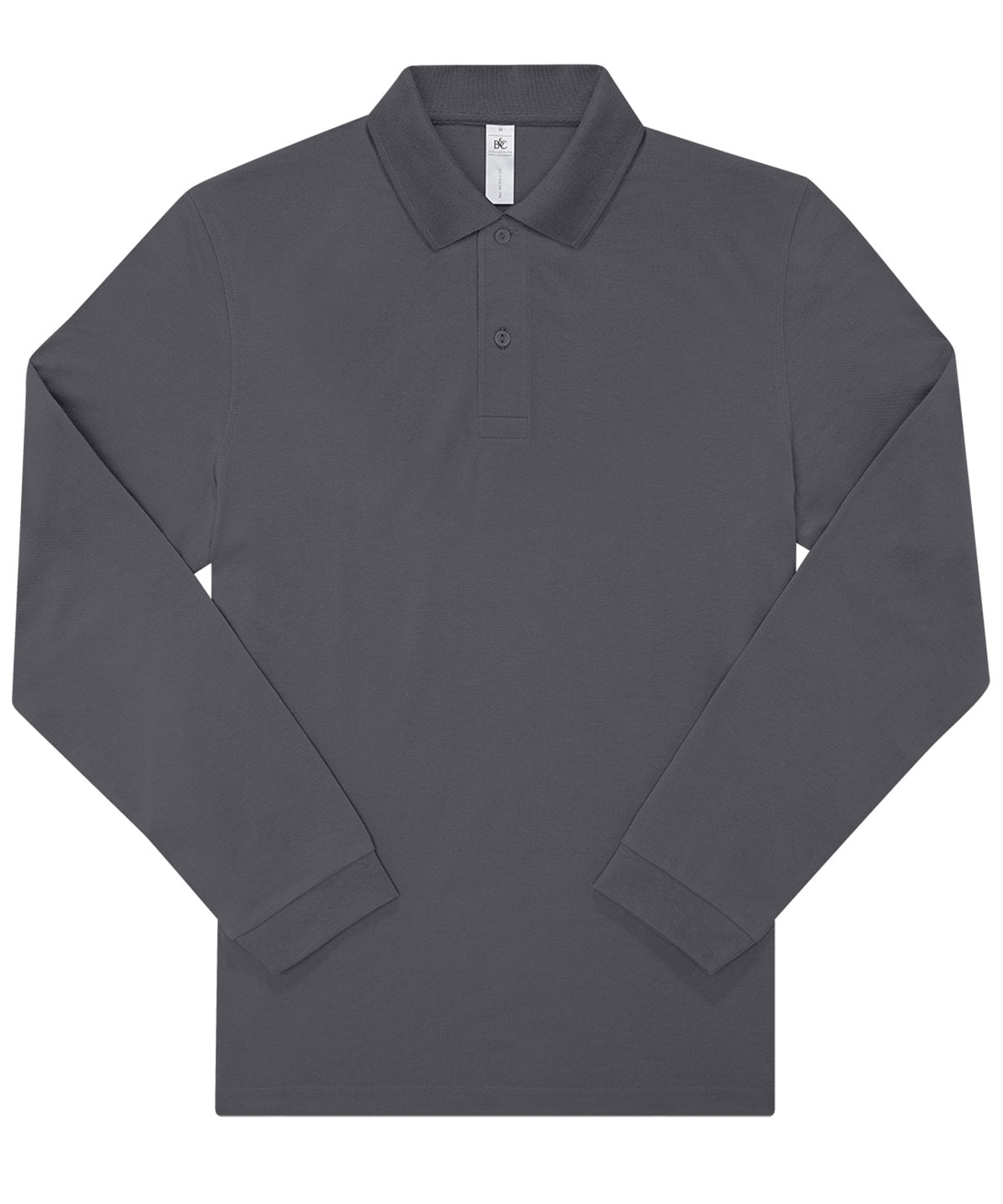 Tryck din logga på Piké från B&C Collection - Anpassa B&C My Polo 210 LSL /Long Sleeve i färgen Mörkgrå för företag, föreningar och privatpersoner