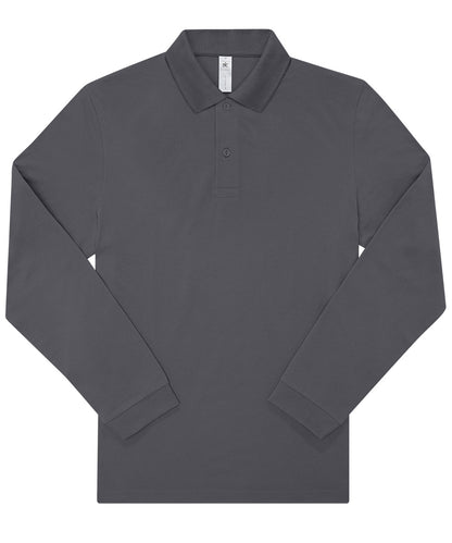 Tryck din logga på Piké från B&C Collection - Anpassa B&C My Polo 210 LSL /Long Sleeve i färgen Mörkgrå för företag, föreningar och privatpersoner