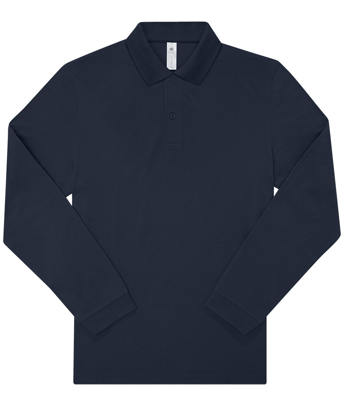 Tryck din logga på Piké från B&C Collection - Anpassa B&C My Polo 210 LSL /Long Sleeve i färgen Marinblå för företag, föreningar och privatpersoner