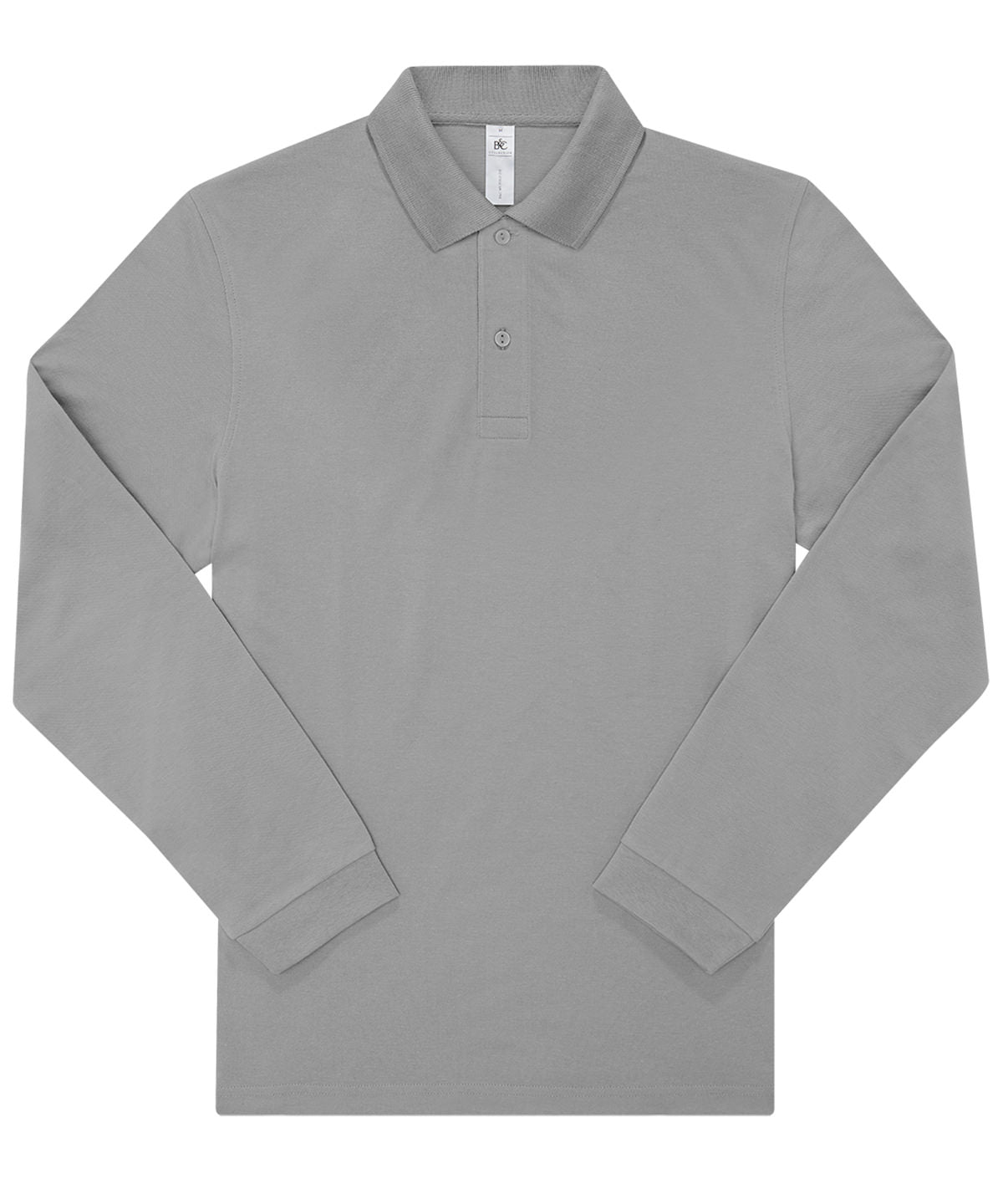 Tryck din logga på Piké från B&C Collection - Anpassa B&C My Polo 210 LSL /Long Sleeve i färgen Ljusgrå för företag, föreningar och privatpersoner