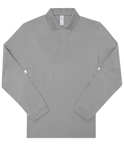 Tryck din logga på Piké från B&C Collection - Anpassa B&C My Polo 210 LSL /Long Sleeve i färgen Ljusgrå för företag, föreningar och privatpersoner