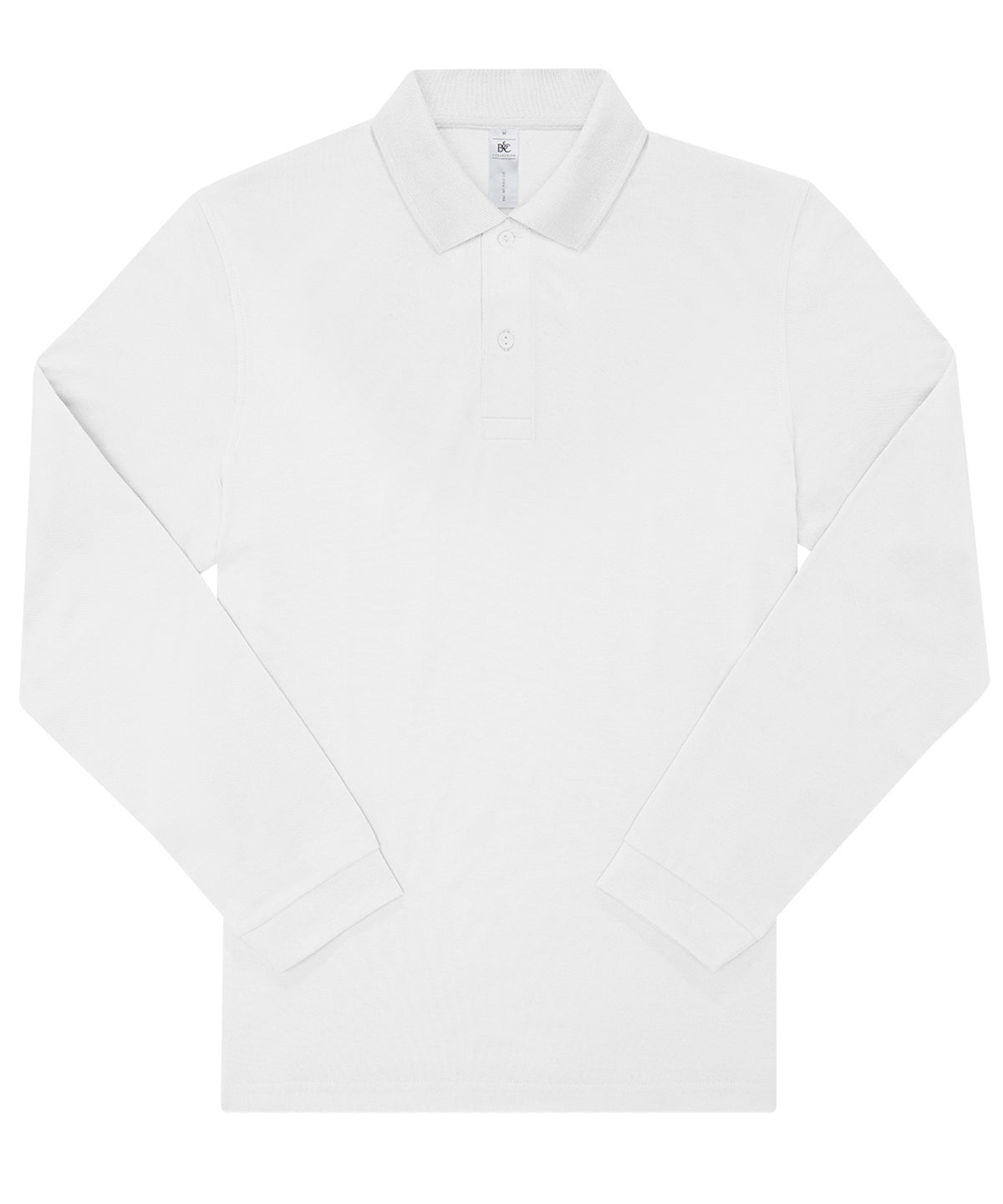 Tryck din logga på Piké från B&C Collection - Anpassa B&C My Polo 210 LSL /Long Sleeve i färgen Vit för företag, föreningar och privatpersoner
