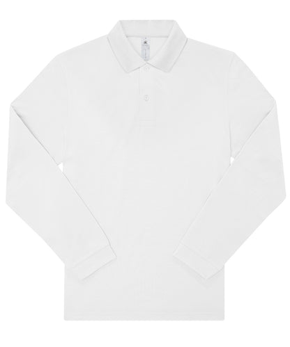 Tryck din logga på Piké från B&C Collection - Anpassa B&C My Polo 210 LSL /Long Sleeve i färgen Vit för företag, föreningar och privatpersoner