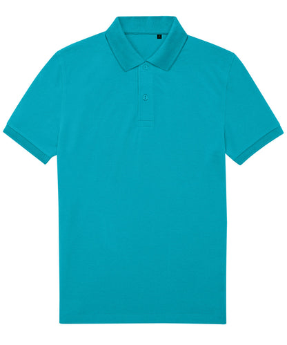 Tryck din logga på Piké från B&C Collection - Anpassa B&C My Eco Polo 65/35 i färgen Turkos för företag, föreningar och privatpersoner