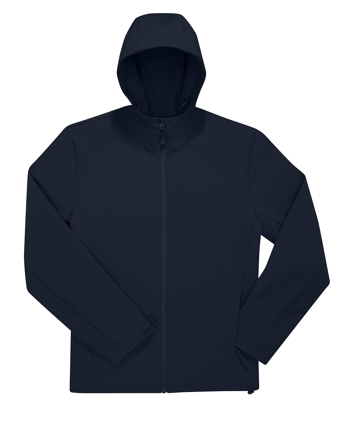 Tryck din logga på Softshelljackor från B&C Collection - Anpassa B&C Reset 3Lr softshell med huva i färgen Marinblå för företag, föreningar och privatpersoner