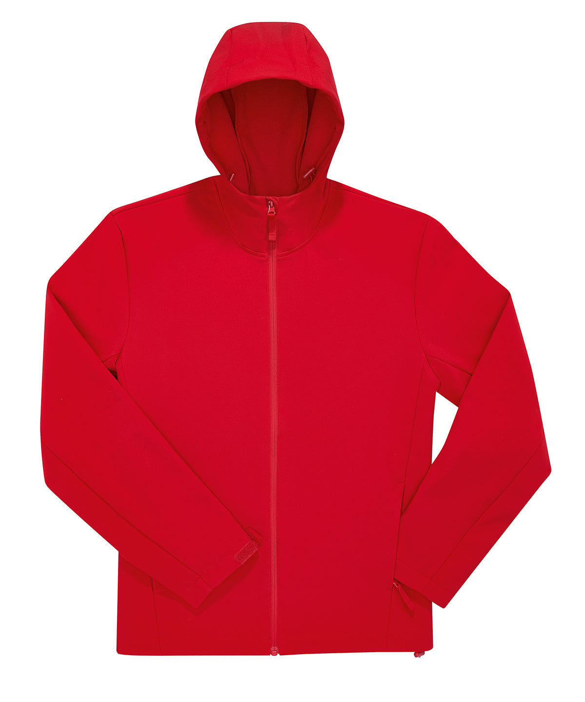 Tryck din logga på Softshelljackor från B&C Collection - Anpassa B&C Reset 3Lr softshell med huva i färgen Mellan röd för företag, föreningar och privatpersoner