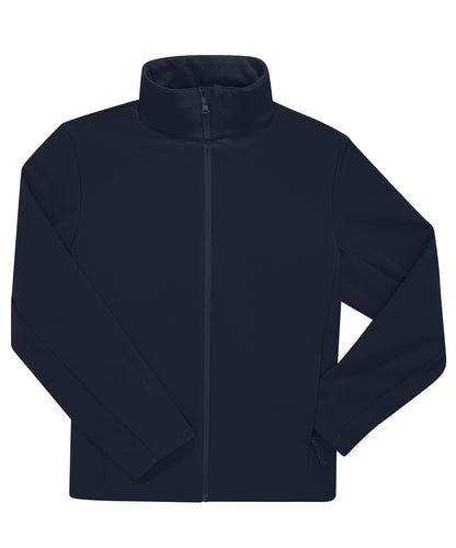 Tryck din logga på Softshelljackor från B&C Collection - Anpassa B&C Reset 3Lr softshell i färgen Marinblå för företag, föreningar och privatpersoner