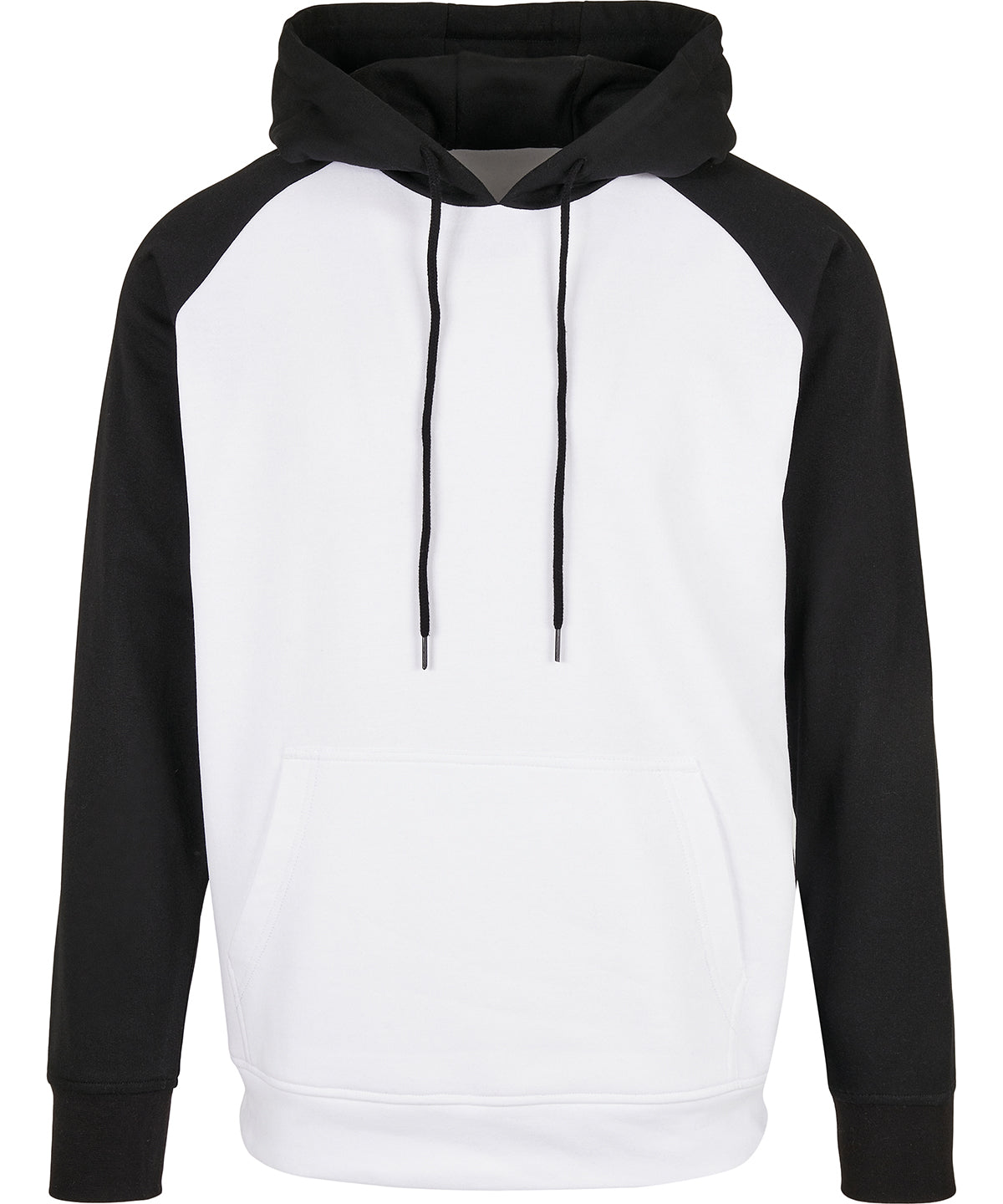 Tryck din logga på Hoodies från Build Your Brand Basic - Anpassa Build Your Brand Basic - Bas Raglan Hoodie i färgen Vit för företag, föreningar och privatpersoner