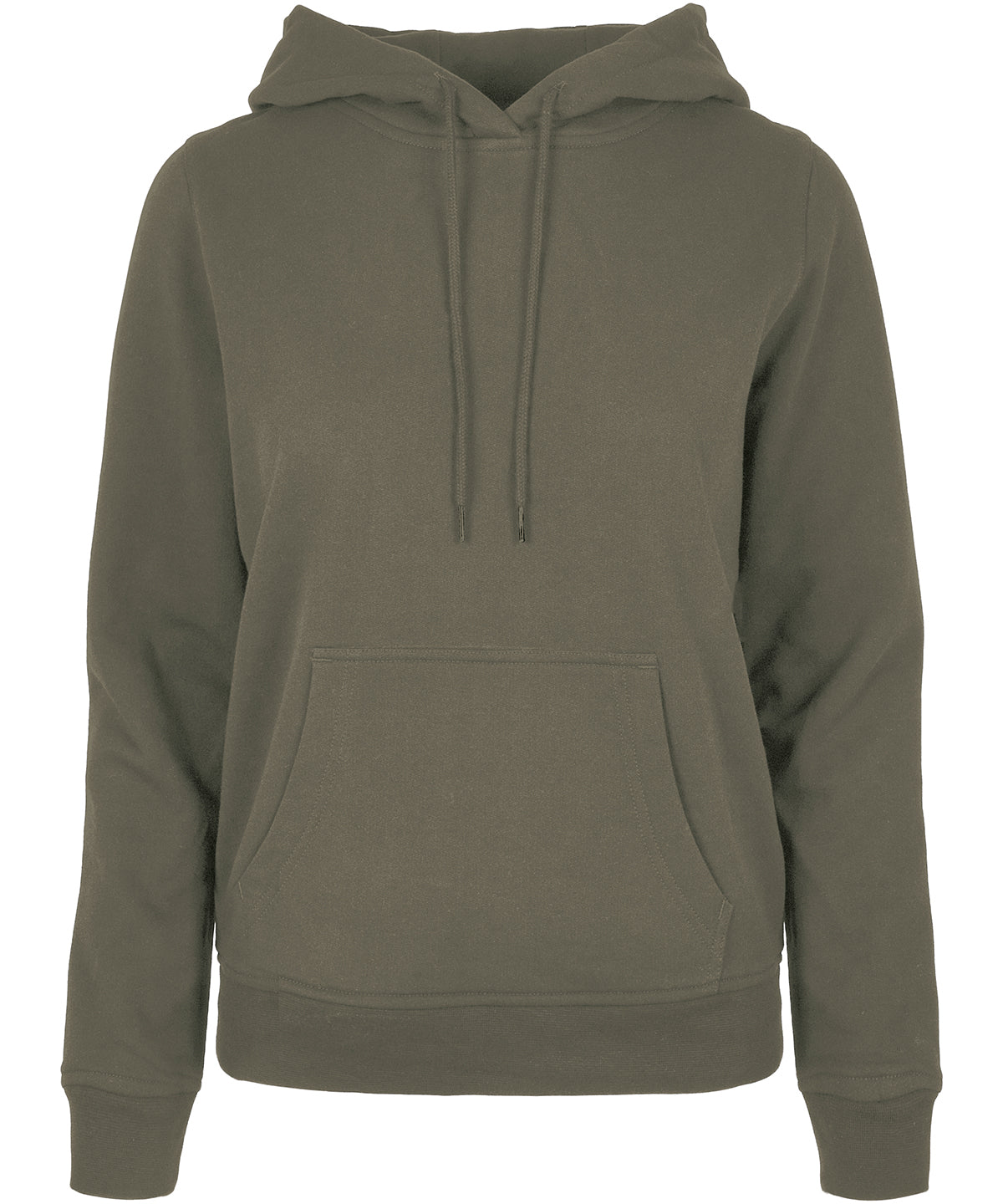Tryck din logga på Hoodies från Build Your Brand Basic - Anpassa Build Your Brand Basic - Bas Dam Hoodie i färgen Oliv för företag, föreningar och privatpersoner