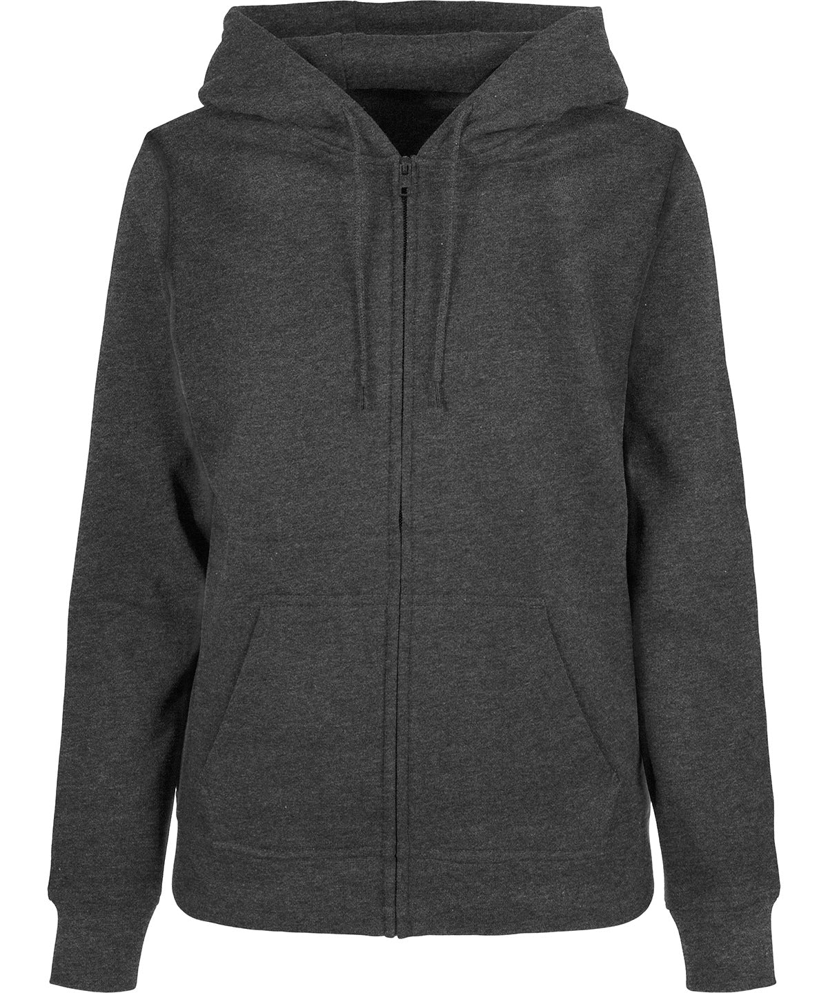 Tryck din logga på Hoodies från Build Your Brand Basic - Anpassa Build Your Brand Basic - Zip Dam Hoodie i färgen Mörkgrå för företag, föreningar och privatpersoner