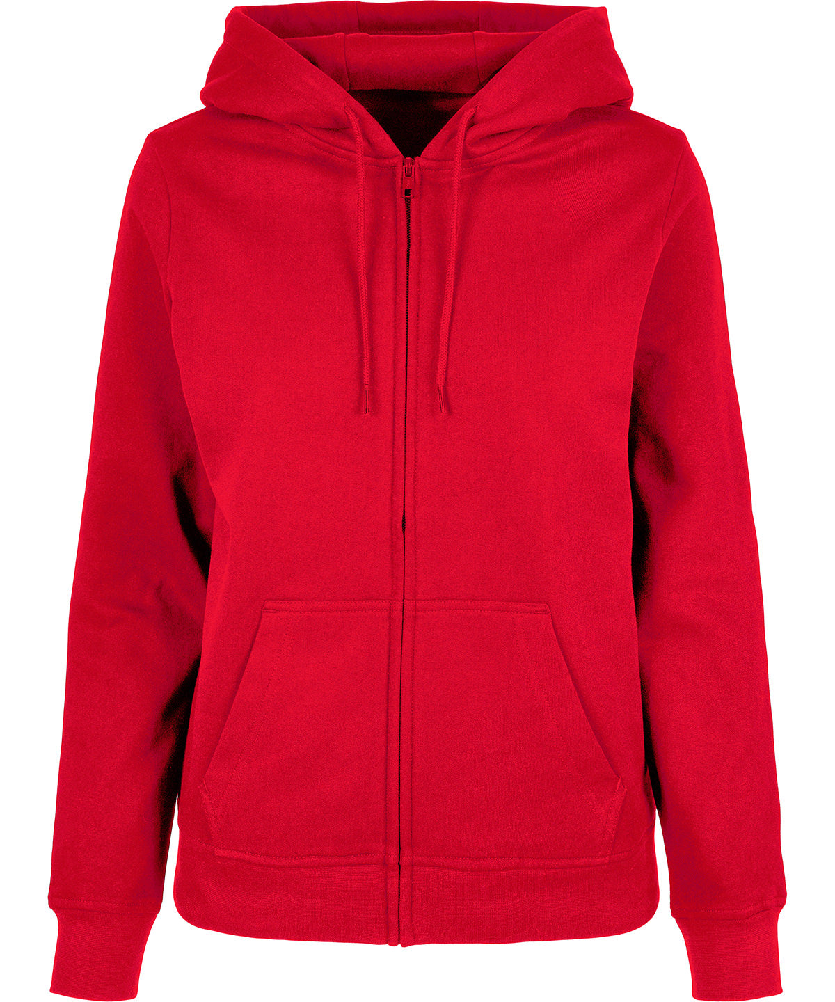 Tryck din logga på Hoodies från Build Your Brand Basic - Anpassa Build Your Brand Basic - Zip Dam Hoodie i färgen Mellan röd för företag, föreningar och privatpersoner
