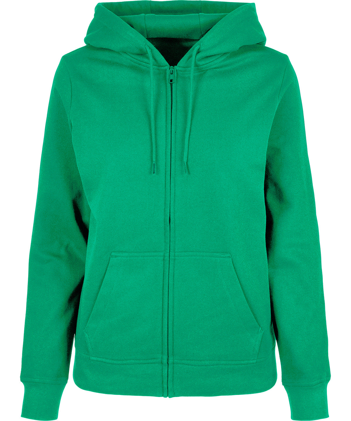 Tryck din logga på Hoodies från Build Your Brand Basic - Anpassa Build Your Brand Basic - Zip Dam Hoodie i färgen Mellan grön för företag, föreningar och privatpersoner