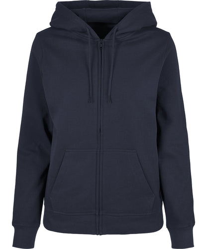 Tryck din logga på Hoodies från Build Your Brand Basic - Anpassa Build Your Brand Basic - Zip Dam Hoodie i färgen Marinblå för företag, föreningar och privatpersoner